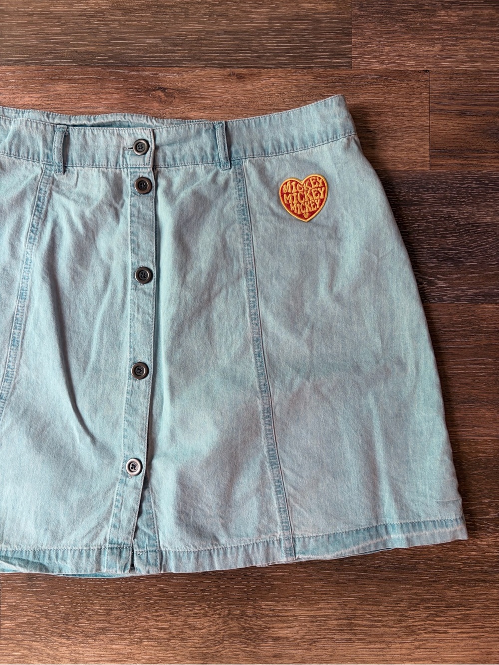 Disney Parks Play in the Parks Retro Patch Denim Cotton Jean Skirt Size XL - Picture 6 of 12